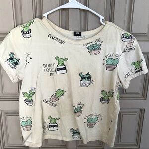 Vibe N Girls Tee Short Sleeve SzXS Cactus Love Me Print Yellow